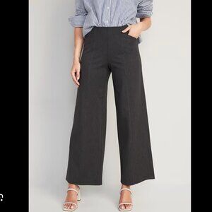 Old Navy Cropped Wide Leg Pull-on Grey Pixie Pants